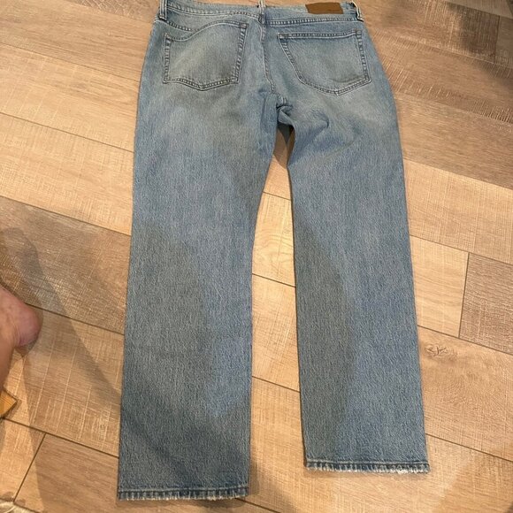 Madewell Mens Light Wash Straight-Leg Denim Jeans W33 L30 Slim Cotton Blend - Picture 8 of 9